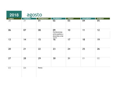 plantilla calendario academico